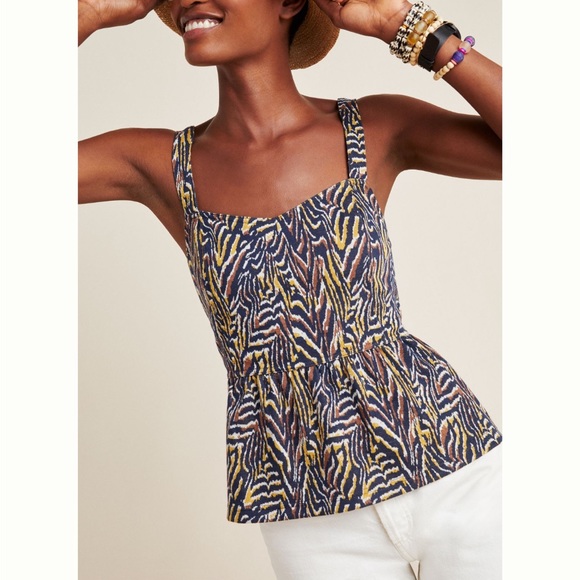 Anthropologie Tops - Anthropologie Jamie Zebra Peplum Tank